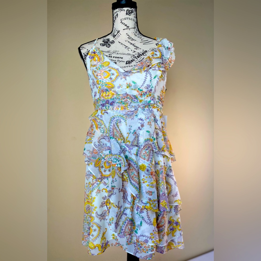 Preloved LINI Ivory Multi Color Naomi Dress Size L Org $328